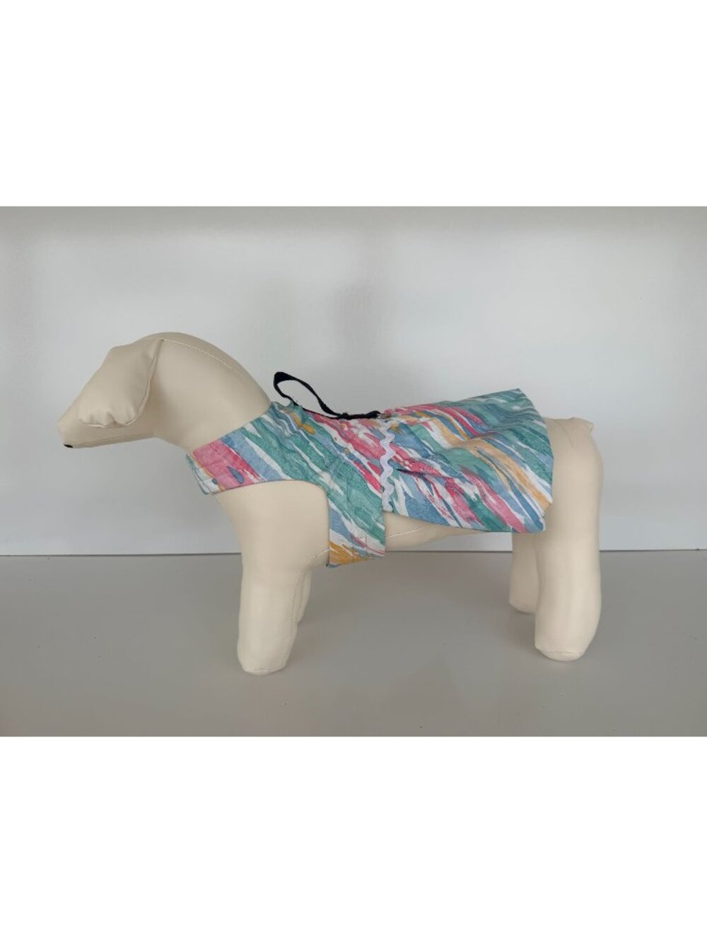 Handmade Small Dog Adjustable Dress Outfit w Harness Pastel Striped Waterproof